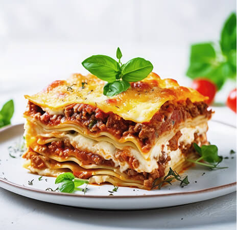 Lasagna slice plated for dinner